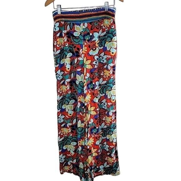 California Moon Rise Floral Wide Leg Pull On Pants size M Multicolor - Picture 3 of 9